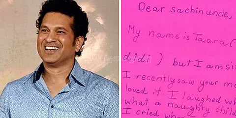 ‘டியர் சச்சின் அங்கிள்’- 6 வயது சிறுமியின் நெகிழ்ச்சி கடிதம்