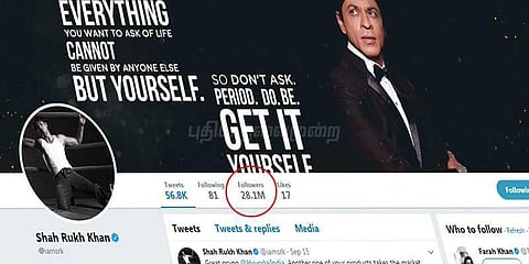 ஷாரூக் கானை ட்விட்டரில் பின் தொடர்பவர்கள் 2.8 கோடி பேர்!