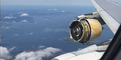 நடுவானில் விமான என்ஜின் வெடித்தது: பயணிகள் உயிர்தப்பினர்