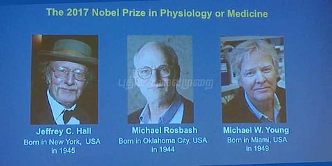 2017ஆம் மருத்துவ நோபல் பரிசு: 3 அமெரிக்கர்கள் தேர்வு