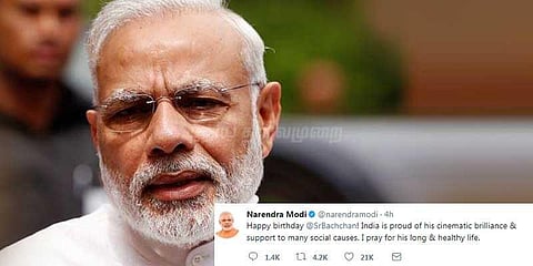 நடிகர் அமிதாப் பச்சனுக்கு பிரதமர் மோடி வாழ்த்து