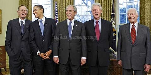 புயல் நிவாரண நிதி திரட்ட கச்சேரி நடத்திய 5 அமெரிக்க முன்னாள் அதிபர்கள்