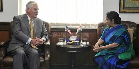 அமெரிக்க வெளியுறவு அமைச்சர் - சுஷ்மா ஸ்வராஜ் சந்திப்பு