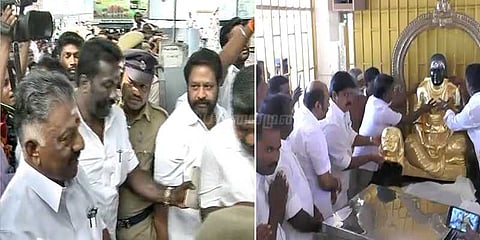 தேவர் சிலையின் தங்க கவசம் பெற ஓபிஎஸ்-டிடிவி அணியினரிடையே தள்ளுமுள்ளு