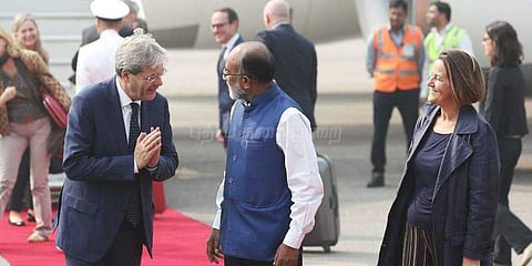 இந்தியா வந்த இத்தாலி பிரதமருக்கு சிவப்பு கம்பள வரவேற்பு