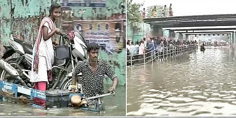 வியாசர்பாடி ஜீவா சுரங்கப்பாதையில் பல அடி உயரத்திற்கு மழைநீர்: பொதுமக்கள் அவதி