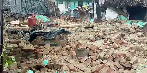 தொகுப்பு வீடு இடிந்து மூதாட்டி பலி