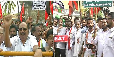 சர்க்கரை விலை உயர்வு: நியாயவிலைக் கடைகள் முன் திமுக ஆர்ப்பாட்டம்