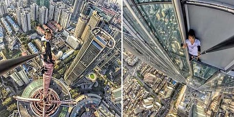 62வது மாடியில் சாகசம் செய்தவர் பலி: வைரலாகும் வீடியோ