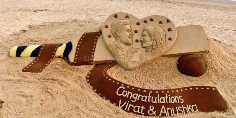 விராட் கோலி, அனுஷ்கா ஜோடிக்கு பரிசான மணல் வீடு
