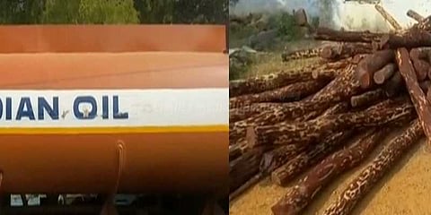 டேங்கர் லாரியில் நூதன கடத்தல்: ரூ.2 கோடிக்கான செம்மரங்கள் பறிமுதல்