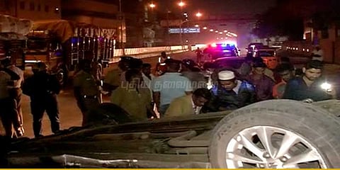 அண்ணாசாலையில் கார் கவிழ்ந்து ஒருவர் பலி: 7 பேர் படுகாயம்!