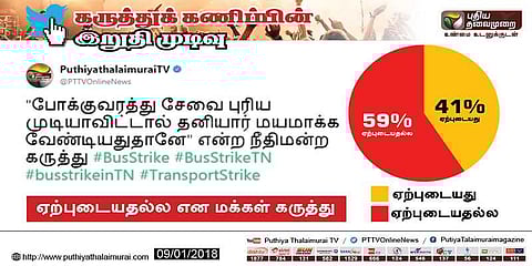 போக்குவரத்தை தனியார் மயமாக்க வேண்டும் என்ற கருத்து ஏற்புடையதல்ல என மக்கள் கருத்து