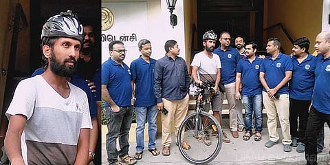 சாதனைக்காக சைக்கிளில் இந்தியாவை சுற்றும் இளைஞர்!