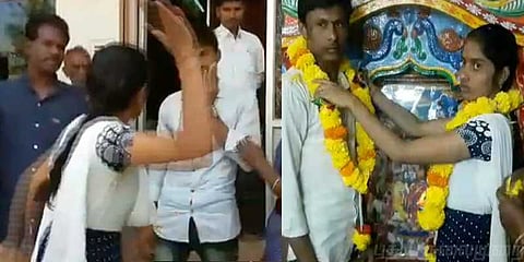 ஏமாற்ற முயன்ற காதலன்.. செருப்படி கொடுத்து திருமணம் செய்த பெண்