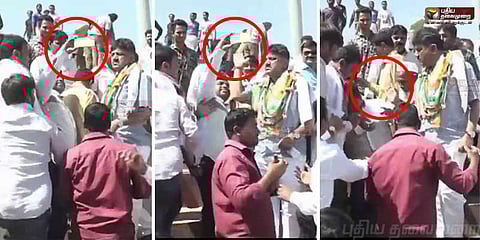 செல்ஃபி எடுத்த ஆதரவாளர்: மொபைலை தட்டிவிட்ட அமைச்சர்