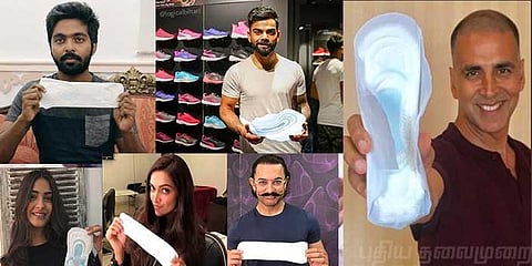 ‘பேட்மேன் சேலஞ்ஜ்’ நாப்கின்களுடன் திரைப்பிரபலங்கள் போஸ்!