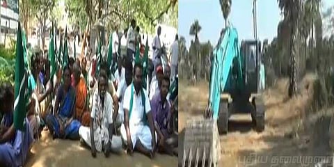 திருட்டுத்தனமாக அள்ளப்பட்ட மணல்: திரண்ட விவசாயிகள்!