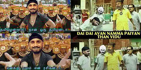 பச்சைத் தமிழனாக மாறிய ஹர்பஜன்.. கொண்டாடும் மீம்ஸ் கிரியேட்டர்கள்!