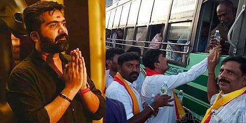 சிம்புவிற்காக தமிழர்களுக்கு தண்ணீர் கொடுத்த கன்னட மக்கள்