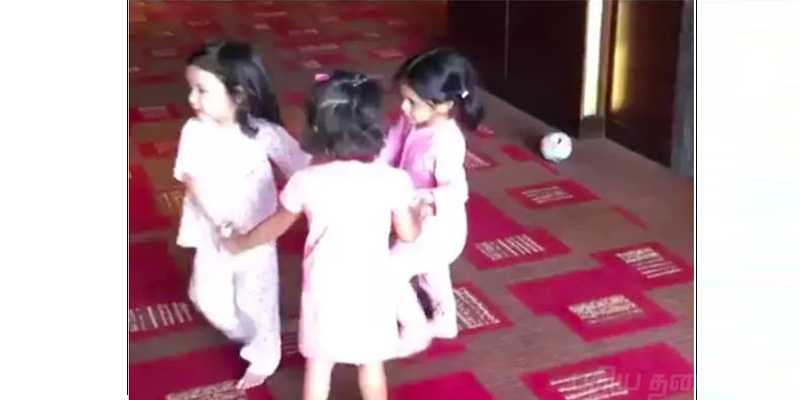 ரிங்கா ரிங்கா ரோஸஸ்: வைரலாகும் தோனி, ரெய்னா, ஹர்பஜன் குழந்தைகளின் மழலை ஆட்டம்