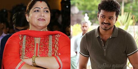 விஜய்யை துணைக்கு இழுத்த குஷ்பு..! ட்விட்டரில் பொங்கிய ரசிகர்கள்..!