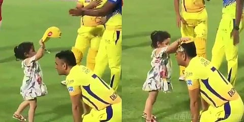 தொப்பி.. தொப்பி.. மகளுடன் தோனி சேட்டை