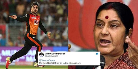 ‘ரஷித் கானுக்கு இந்திய குடியுரிமை கொடுங்கள்’ ரசிகர்களின் வேண்டுகோளுக்கு சுஷ்மா பதில்