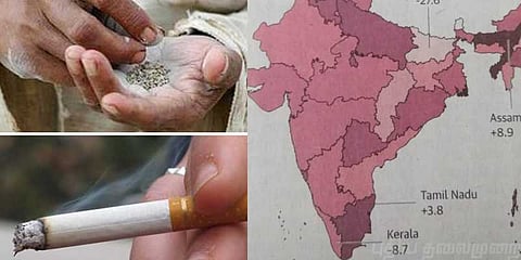 புகையிலை பயன்பாடு இந்தியாவில் குறைவு ஆனால் தமிழ்நாட்டில் அதிகம்