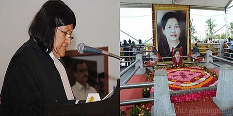 “மெரினாவில் ஜெவுக்கு நினைவிடம் கூடாது என்பது எனது கருத்து” - தலைமை நீதிபதி இந்திரா பானர்ஜி