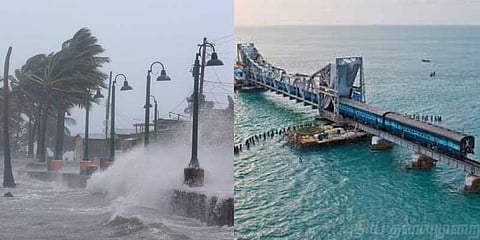 பாம்பனை மிரட்டும் சூறைக்காற்று - திரும்பிய ரயில்கள்!