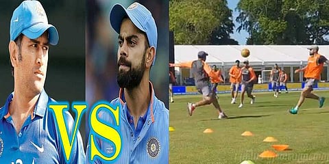 “கோலி அணியா? தோனி அணியா?” - அனல் பறந்த கால்பந்துப் போட்டி