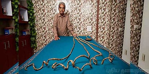 66 ஆண்டுகளாக நகத்தை வெட்டாத முதியவர்..! இடது கையே வீணானது..!