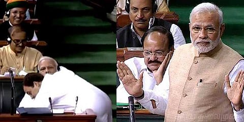 ராகுல் கட்டிப்பிடித்ததை கிண்டல் செய்த மோடி