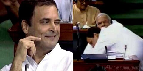 மக்களவையில் கண் அடித்த ராகுல்காந்தி: நடிகை வரவேற்பு