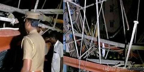 சாரம் சரிந்து விபத்து: முதல்வர் இரங்கல்; இருவர் கைது