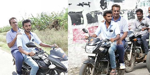 பைக்கில் ஆய்வு செய்த அமைச்சர் - வியந்த பொதுமக்கள்