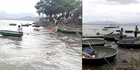 கடல் போல் இருக்கும் காவேரி ! பயமறியாமல் பரிசல் ஓட்டும் சிறுவர்கள் !