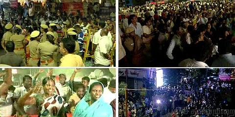 கொட்டும் மழையிலும் குவிந்த திமுக தொண்டர்கள்