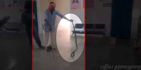 மருத்துவமனைக்குள் புகுந்த பாம்பு : அலறி ஓடிய நோயாளிகள்
