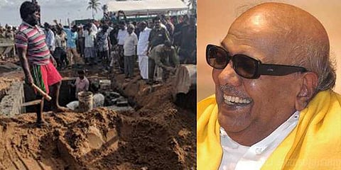 தயாராகும் நினைவிடம் : கண்ணீர் வெள்ளத்தில் இறுதி ஊர்வலம்