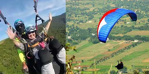 ஆத்தாடி! 93 வயதில் மூதாட்டி பாராகிளைடிங் சாகசம்