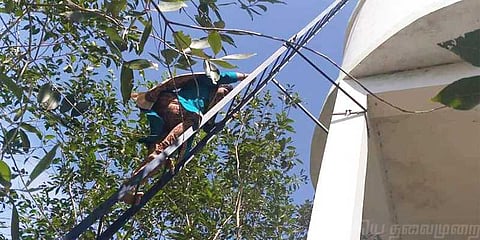 115 அடி நீர்த்தேக்க தொட்டி மீது ஏறி ஆய்வு செய்த ஆட்சியர் ஷில்பா..!