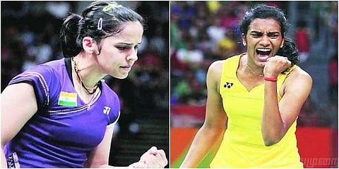 ஆசிய விளையாட்டு போட்டி : பேட்மிண்டன் அரையிறுதியில் பி.வி.சிந்து, சாய்னா