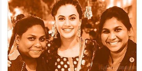 டாப்ஸிக்கு நடனம் கற்றுக்கொடுக்கும் ராம்போ ராஜ்குமார் மகள்கள்!