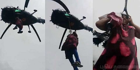 மறக்கவே முடியாத நிமிடங்களை விவரிக்கிறார் ஹெலிகாப்டரில் மீட்கப்பட்ட கர்ப்பிணி..!