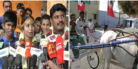 விவசாய விழிப்புணர்வு : புதுமண தம்பதியின் அசத்தல் பயணம்