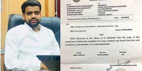 போலிச் சான்றிதழ் கொடுத்தாரா டெல்லி பல்கலை மாணவர் சங்கத் தலைவர் ?