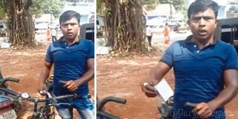 சைக்கிளில் வந்தவரிடம் ஹெல்மெட் கேட்டு 2 ஆயிரம் வசூலித்த போலீஸ்