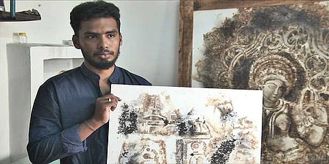 நெருப்பு ஓவியத்தில் அசத்தும் இளைஞர்